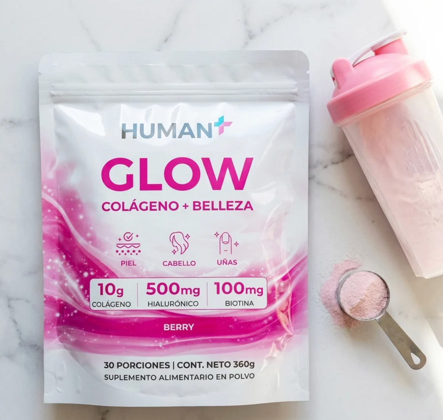 Human+ Glow – Colágeno con Biotina y Vitamina C | 360 g
